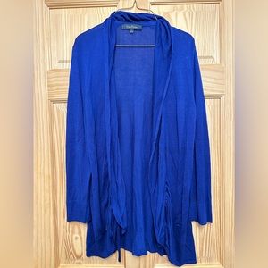 Evan-Picone Women’s Long Sleeve Open Front Sweater Large Blue